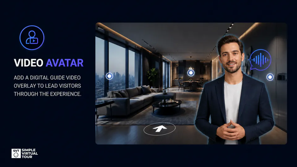 Avatar vidéo intégré dans une visite virtuelle